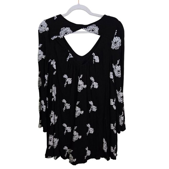 Free People Emma Austin Swing Trapeze Dress Black Embroidered Long Sleeve Size S - Picture 3 of 16